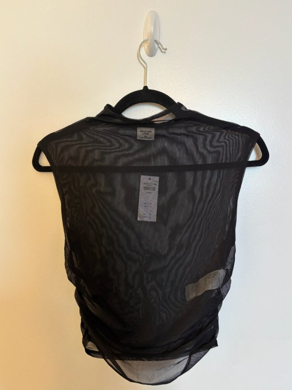 Abercrombie & Fitch NWT Black Sheer Ruched Mock Neck Tank in XS